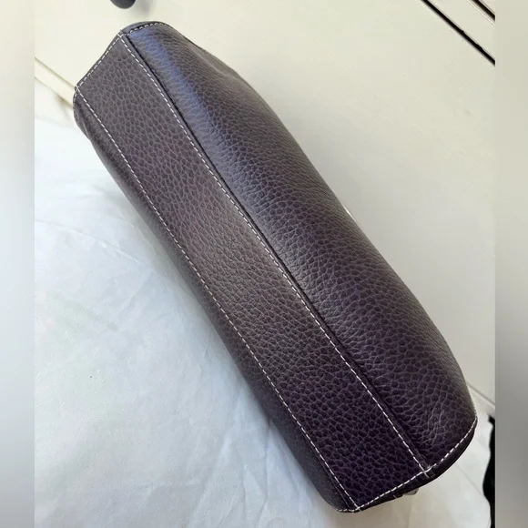 Latica Vintage Y2K Pebbled Leather Barrel Bag | Purple Silver Handle - Picture 13 of 17